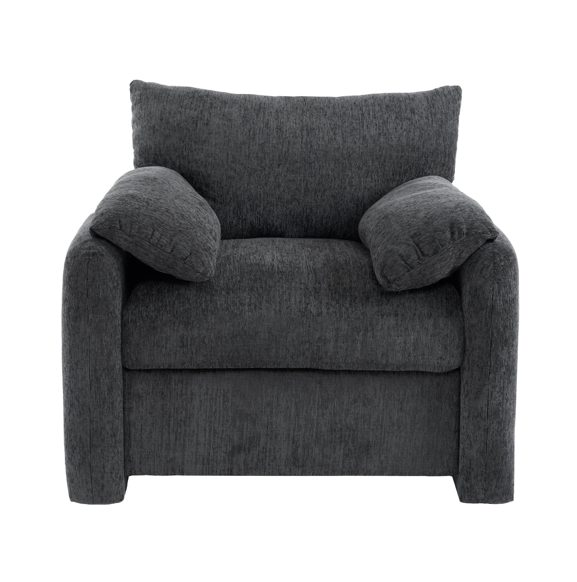 SESSEL 96/82/84 cm in Grau aus Chenille mit breiter Sitzfläche - Grau, Textil (82/84/96cm) - Flora Grace