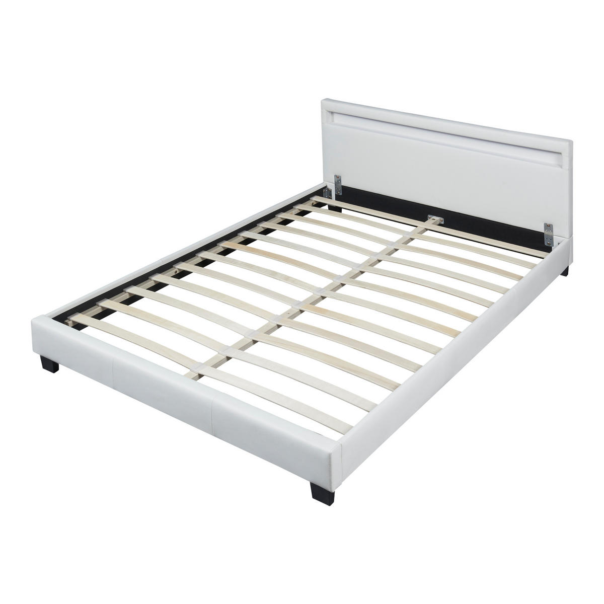POLSTERBETT Paris mit Matratze und LED-Beleuchtung - Weiß, Textil (140/200cm) - Corium