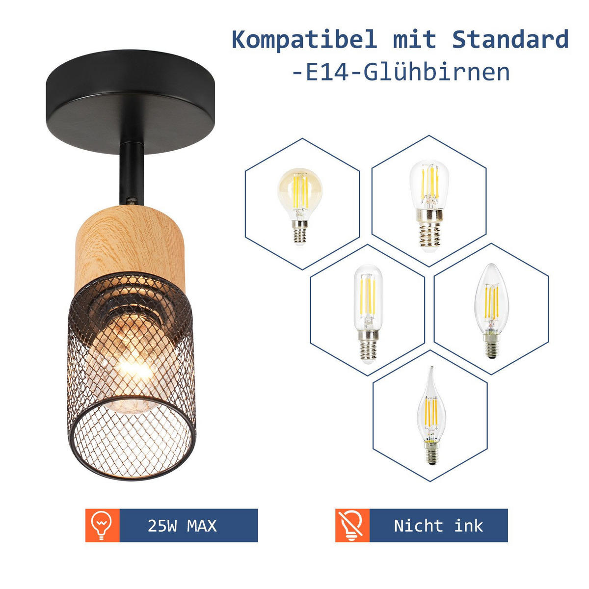 DECKENSTRAHLER Helliga 20/21/9 cm - Schwarz, Metall (9/20/21cm) - ZMH