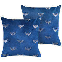 DEKOKISSEN 2er-Set Marineblau 45/45 cm Yuzuri - Dunkelblau, Textil (45/45cm) - Beliani