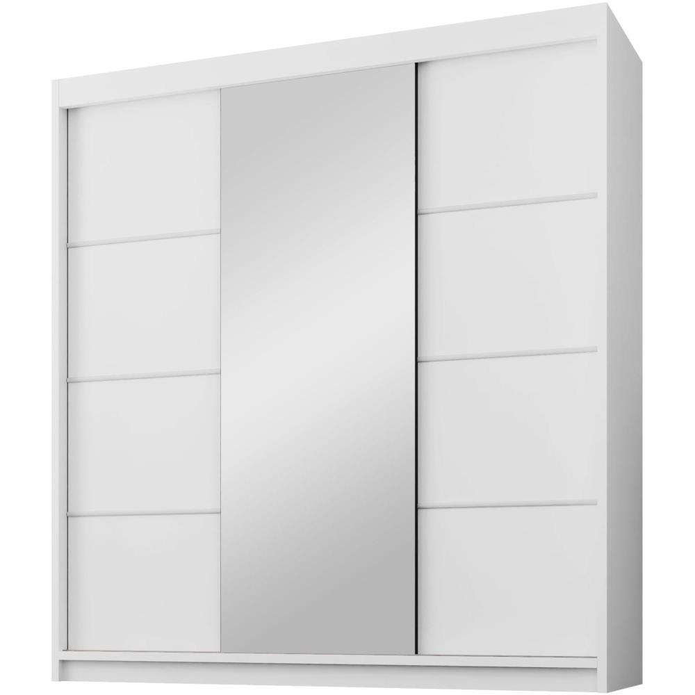Beautysofa SCHWEBETÜRENSCHRANK Weiß 200cm × 58cm × 215cm