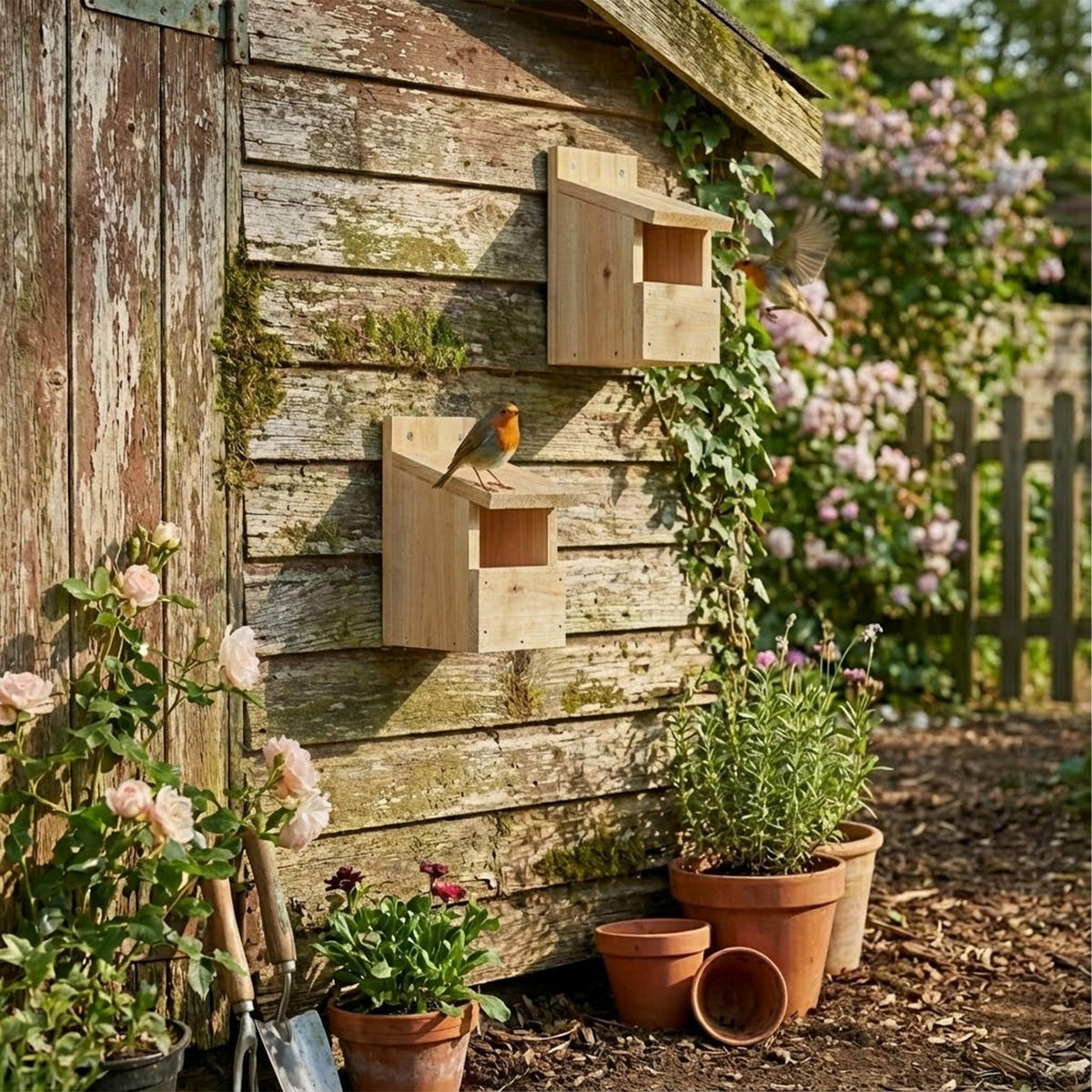 2XHALBHÖHLE-NISTKASTEN - Hellbraun, Holz (12/20/15.5cm) - Relaxdays