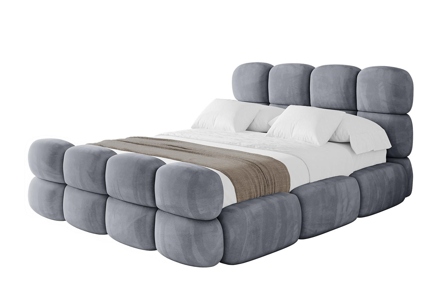 POLSTERBETT mit Bettkasten, Fußteil und Lattenrost, Boxbett ohne Matratze - NOMA-Z 120x200 Grau - Grau, Holzwerkstoff/Textil (120/200cm) - ALTDECOR