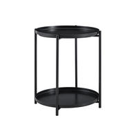 BEISTELLTISCH Schwarz mit 2 Ablagen 42/42/52 cm - Schwarz, Metall (42/42/52cm) - PANGIVO