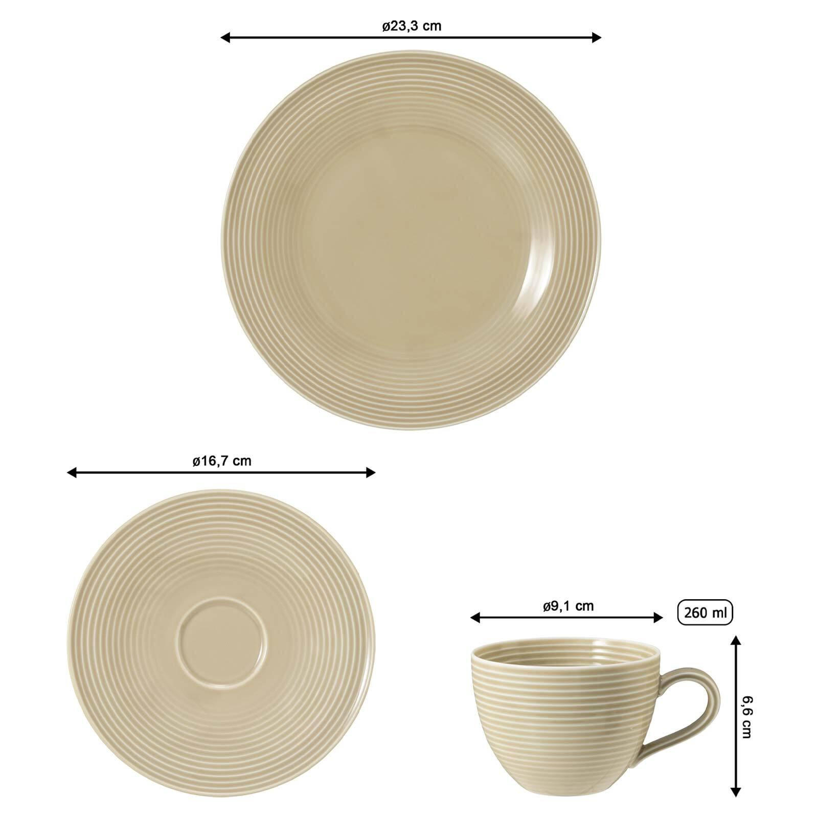 KAFFEESERVICE Beat Color Glaze Sandbeige 18er Set - Beige, Keramik (24/18.1/43cm) - Seltmann Weiden