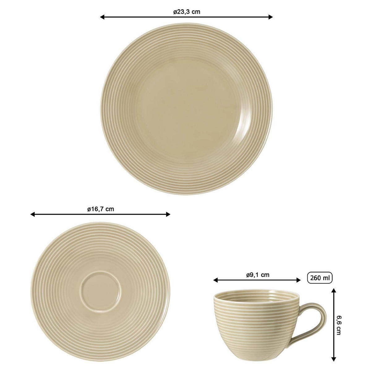 KAFFEESERVICE Beat Color Glaze Sandbeige 18er Set - Beige, Keramik (24/18.1/43cm) - Seltmann Weiden