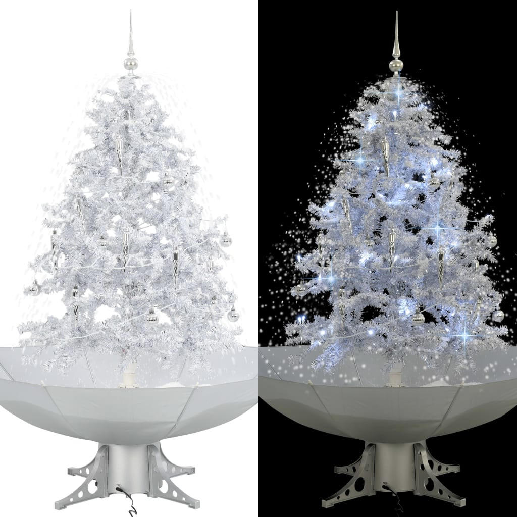 WEIHNACHTSBAUM Schneiender Mit Schirmfuss Weiss 140 Cm - Weiß, Kunststoff (140cm) - vidaXL