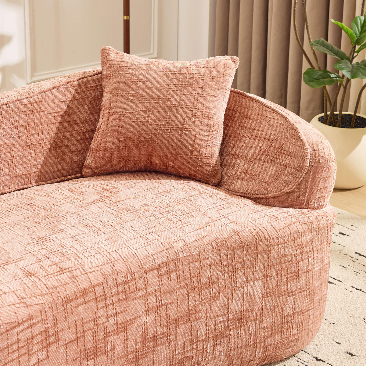 SOFA 2-Sitzer gebogen in Rosa mit ergonomischer Schaumstoffpolsterung und 2 Kissen 170/87/70 cm - Rosa, Kunststoff (170/70/87cm) - OKWISH