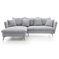 ECKSOFA Savona L-Form 260 cm, Cordstoff, Links, Hellgrau - Hellgrau, Holz (258/167cm) - Emporius