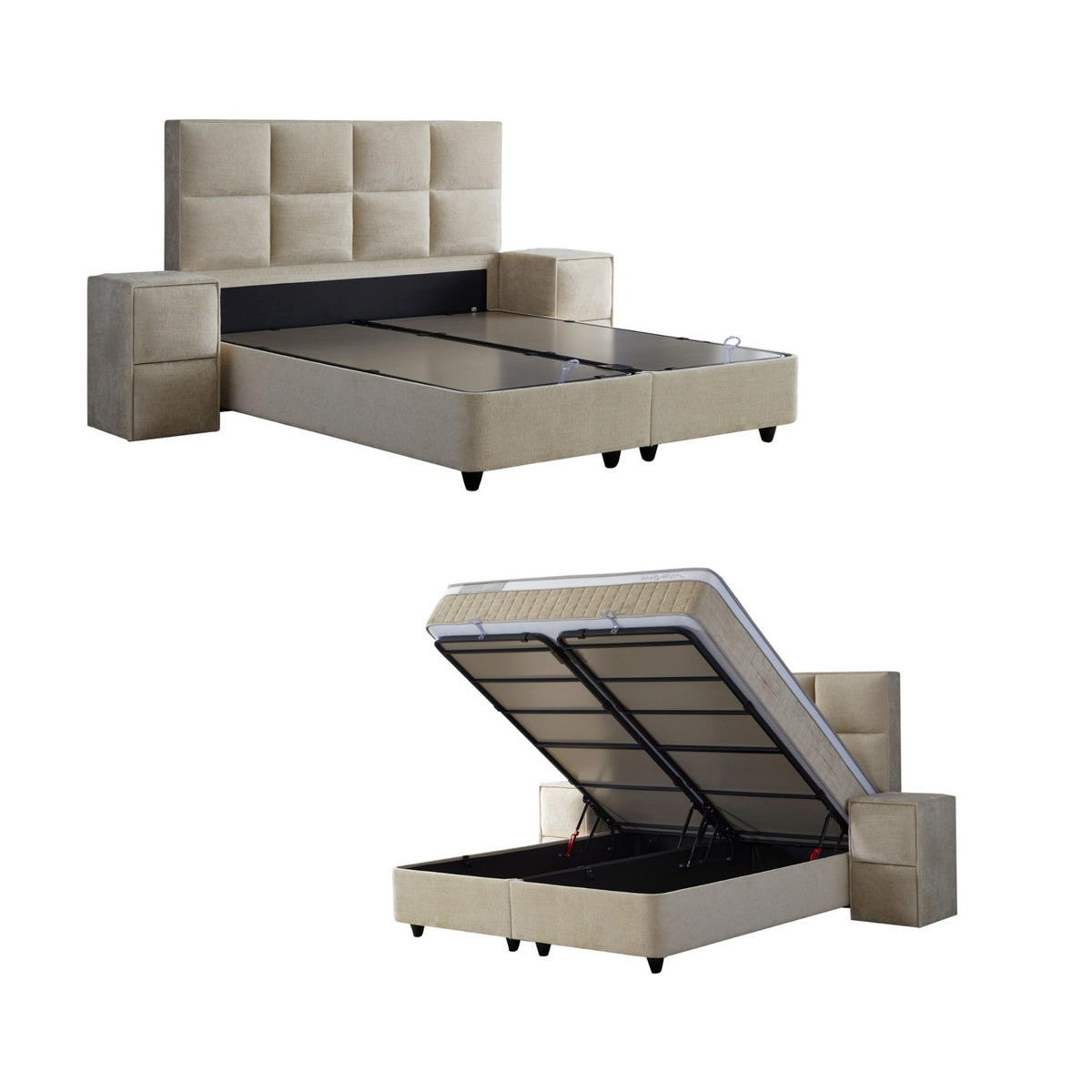 BOXBETT Ocean Bett mit Matratze 100x200 - Beige, Holz (100/200cm)