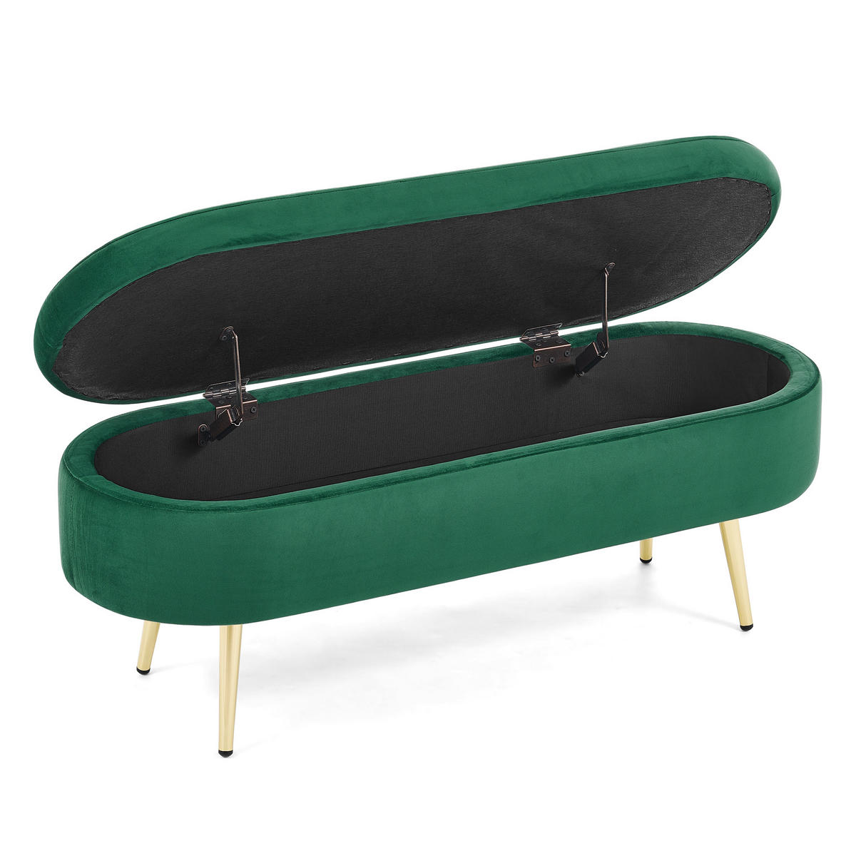 AUFBEWAHRUNGSTRUHE velvet & gold 110 cm - Dunkelgrün, Textil (110/42/40cm) - Urban Meuble