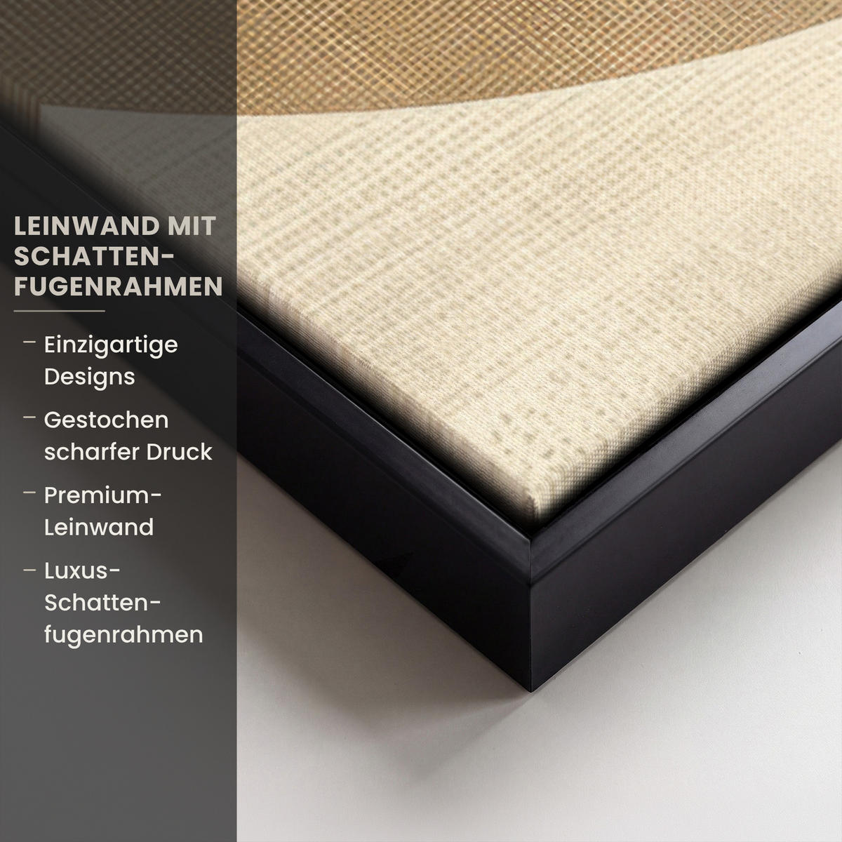 LEINWAND Bilder mit Rahmen - Abstrakt - Geometrische Formen - Schwarz - Gold - 60x90 - Ecru, Textil (60/90cm) - MuchoWow