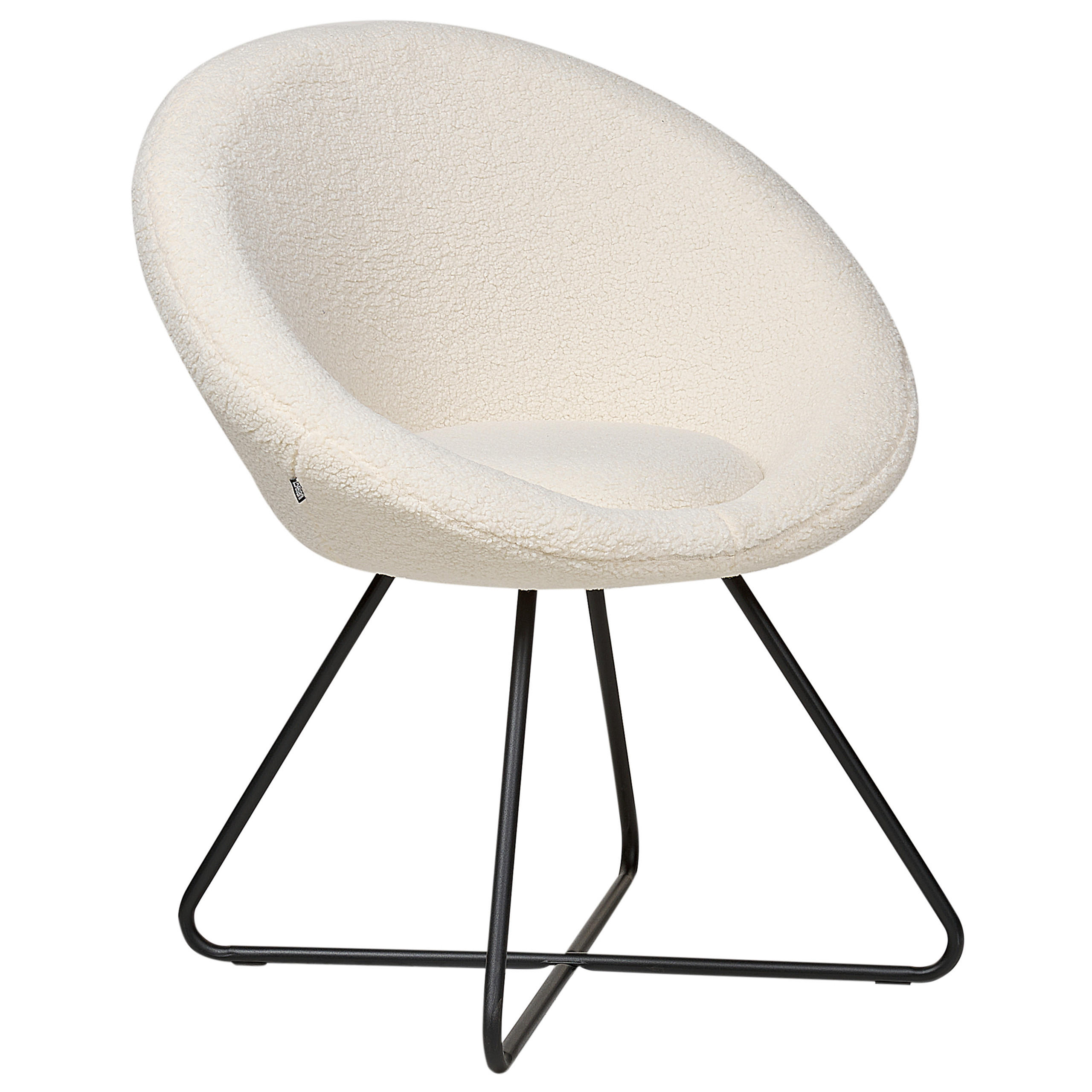 SESSEL Bouclé cremeweiß/schwarz rund Floby II - Schwarz/Weiß, Textil (69/80/58cm) - Beliani