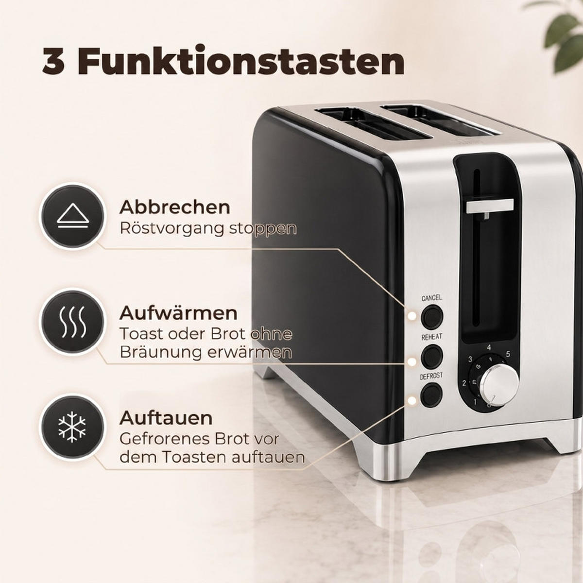 WASSERKOCHER‑SET mit Toaster, 1,7 L elektrischer Wasserkocher & 2‑Scheiben‑Toaster, Retro‑Frühstücksset in Schwarz‑Edelstahl für die Küche - Schwarz, Metall (23.5/24.4/16cm) - Joyfair