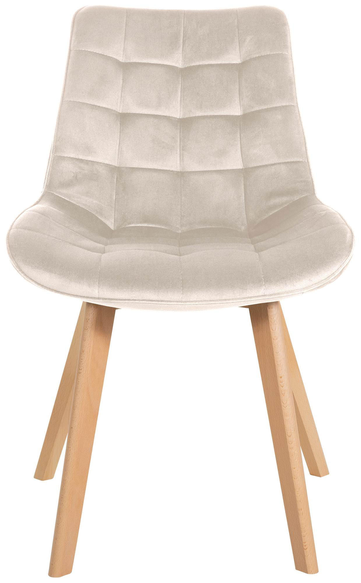 STUHL Samt creme - Eukalyptusholzfarben/Creme, Holz/Textil (54/84/63cm) - CLP