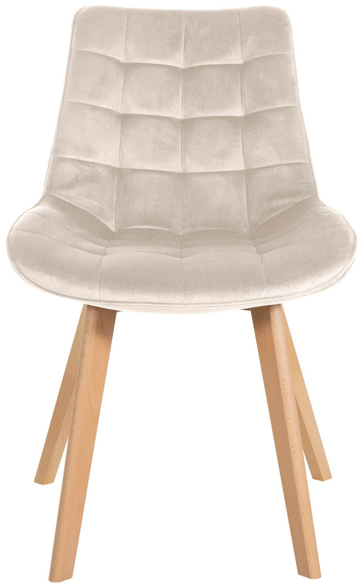 STUHL Samt creme - Eukalyptusholzfarben/Creme, Holz/Textil (54/84/63cm) - CLP