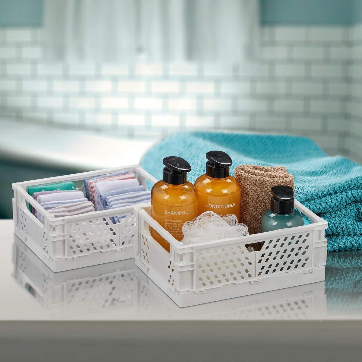 2XKLAPPBOX - Weiß, Kunststoff (25/10/16.5cm) - Relaxdays