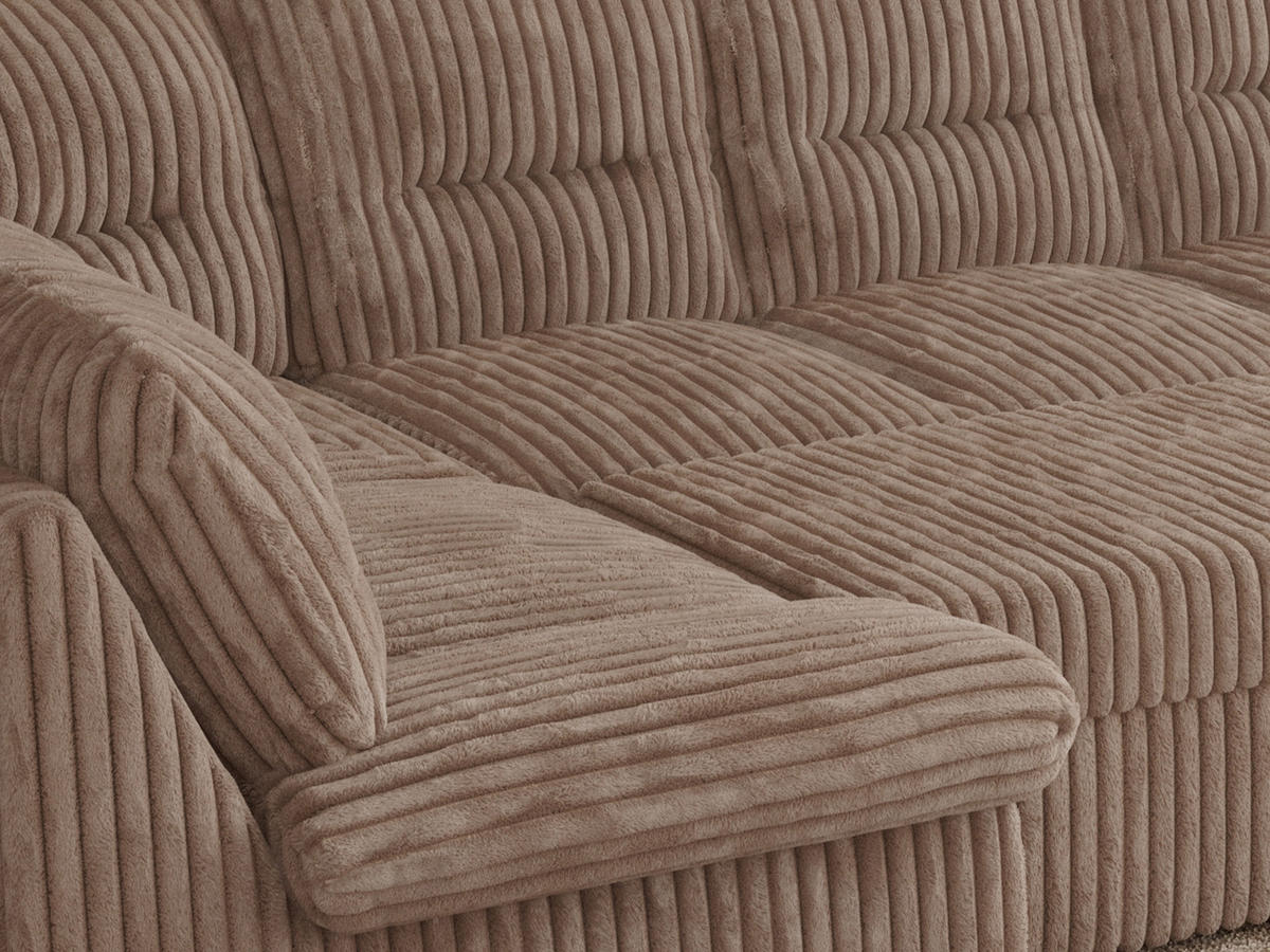 WOHNLANDSCHAFT MORBIDO U Braun Cord - Silberfarben/Braun, Textil/Metall (340/93/206cm) - MKS