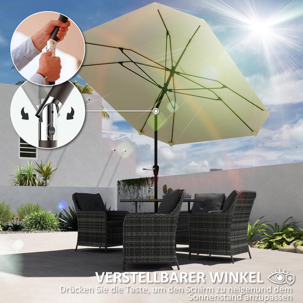 SONNENSCHIRM Ø233 cm - Beige, Kunststoff (233/233cm) - Outsunny