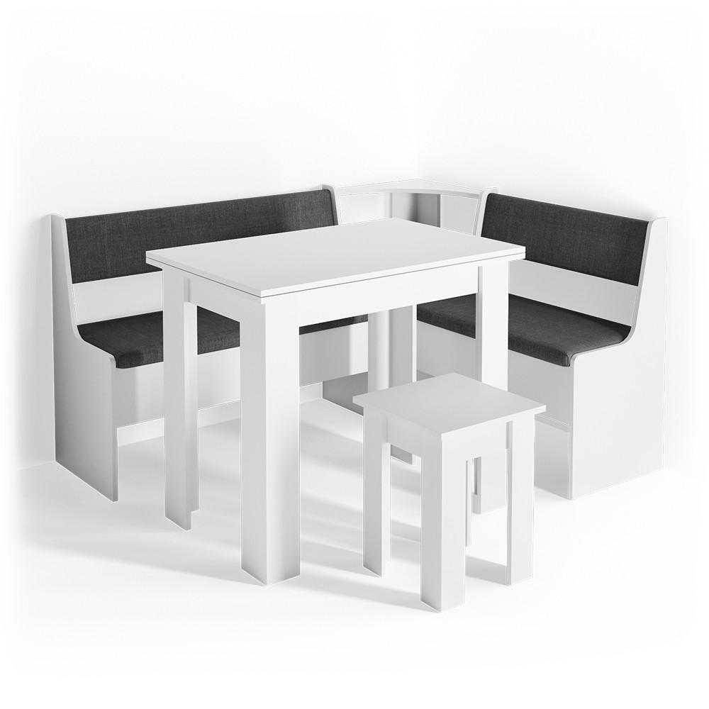 ECKBANKGRUPPE Roman Weiß 150 x 41.5 cm mit Tisch - Anthrazit/Weiß, Holzwerkstoff (150/80/120cm) - Vicco