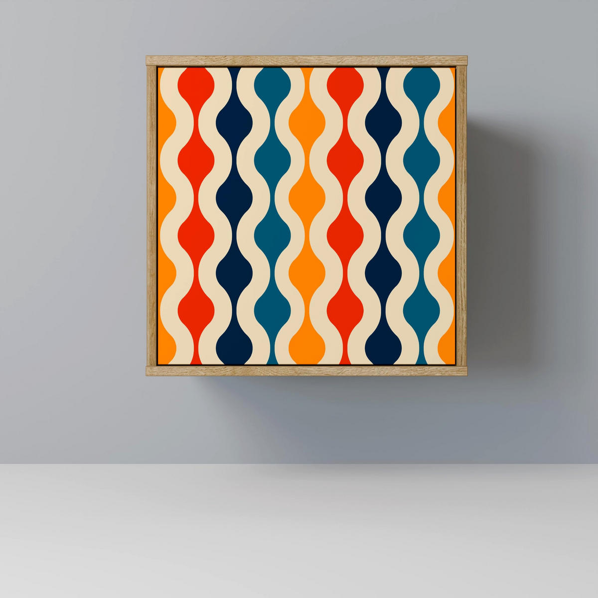 SIDEBOARD COLORFUL NOSTALGIA, Eichefarben, 57,5x42x57,5 cm, Ohne Füße - Eichefarben/Multicolor, Holzwerkstoff (57.5/57.5/42cm) - SpaceRebels
