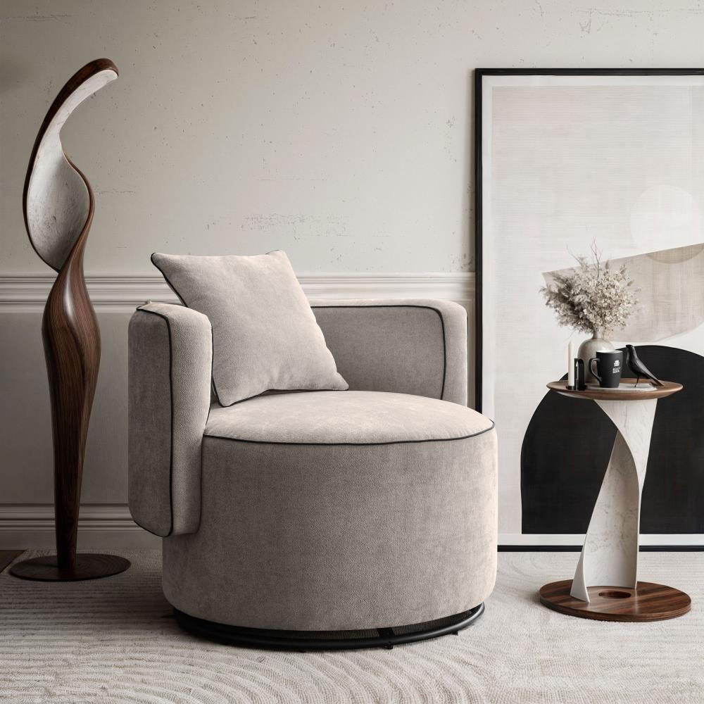 DREHSESSEL Dolce cappuccino velour - Schwarz/Cappuccino, Textil (90/83/90cm) - Beautysofa