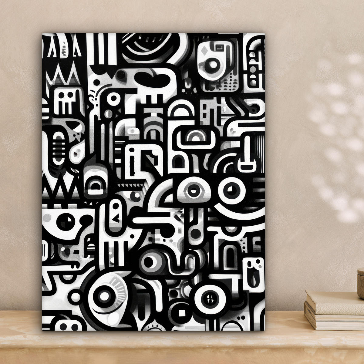 LEINWANDBILD Symbole - Abstrakt - Grafik - Schwarz Room Decor 30x40 cm - Schwarz, Textil (30/40cm) - MuchoWow