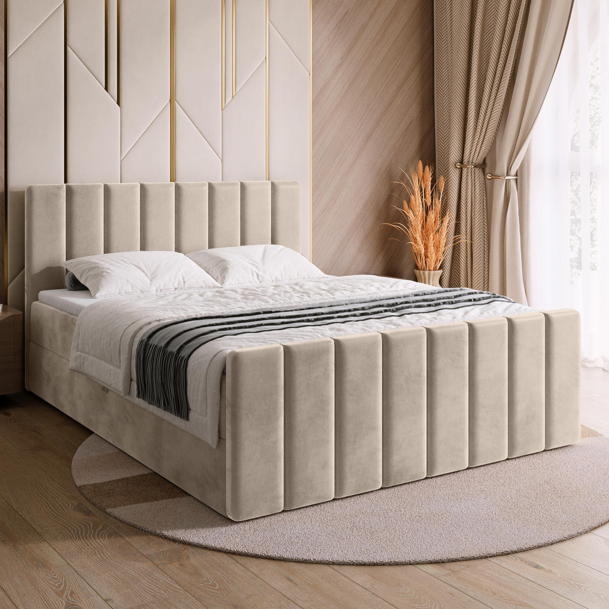 BOXSPRINGBETT Dream Duo mit Topper 160/200 Beige - Ecru, Kunststoff (160/200cm) - Bromarkt