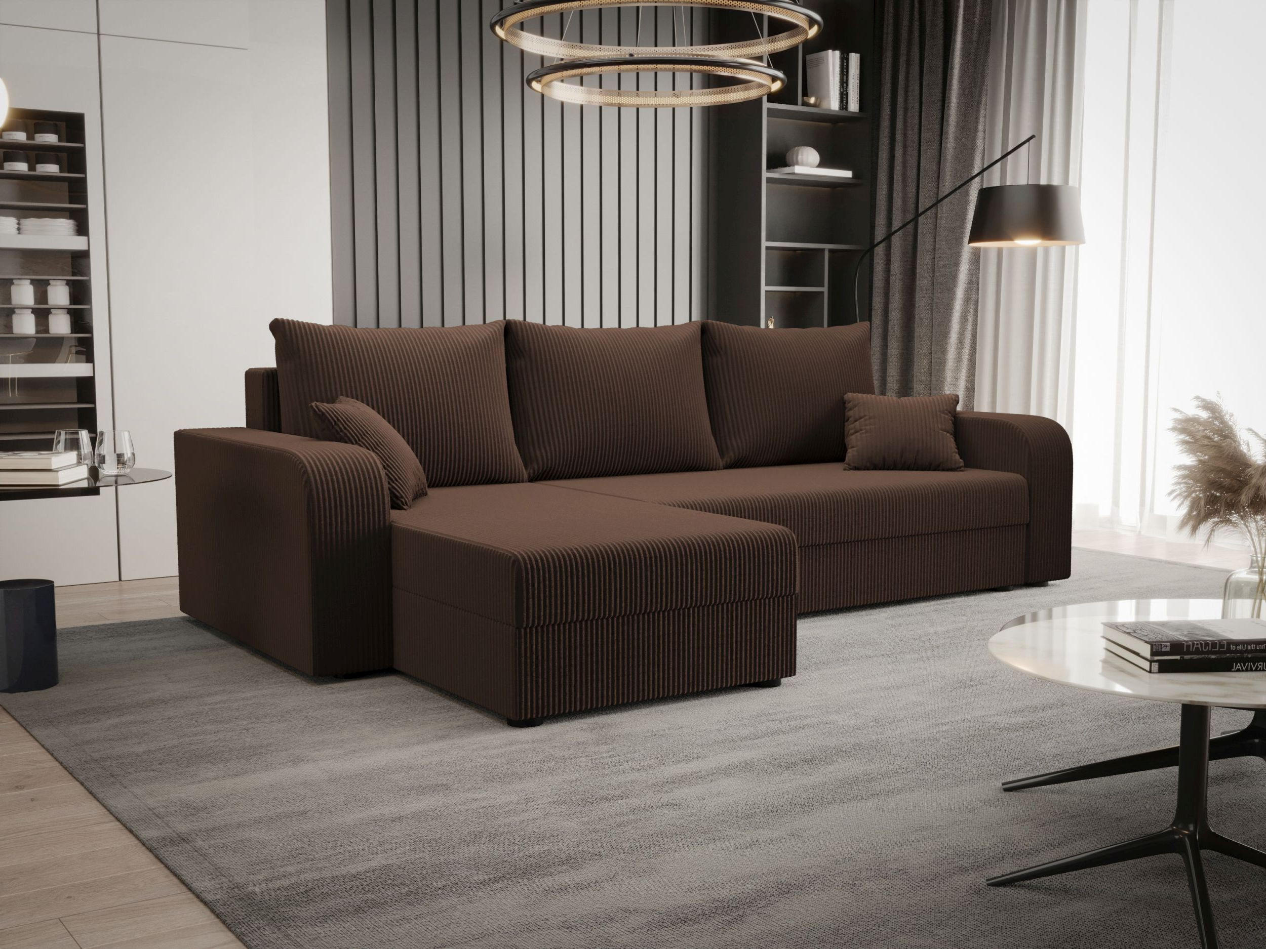 ECKSOFA HEWLET L BIS Zoom 5 Links mit Schlaffunktion - Braun, Textil (240/140cm) - Bedante