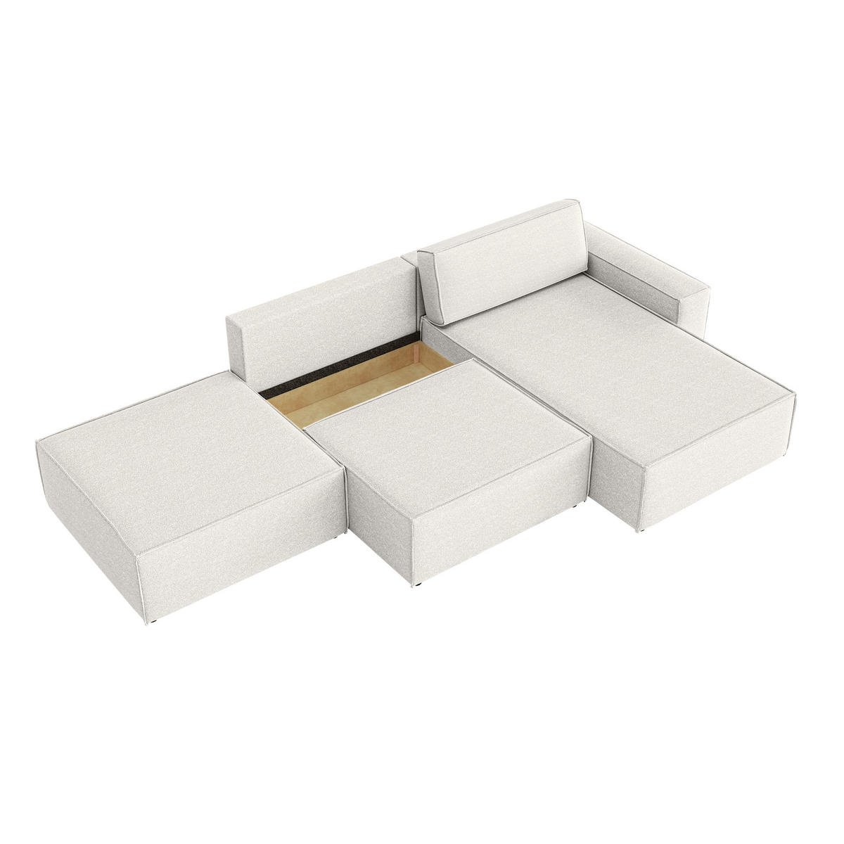 ECKSOFA Lummo Re mit Schlaffunktion, Cremeweiß - Weiß, Textil (323/185cm) - Fedve