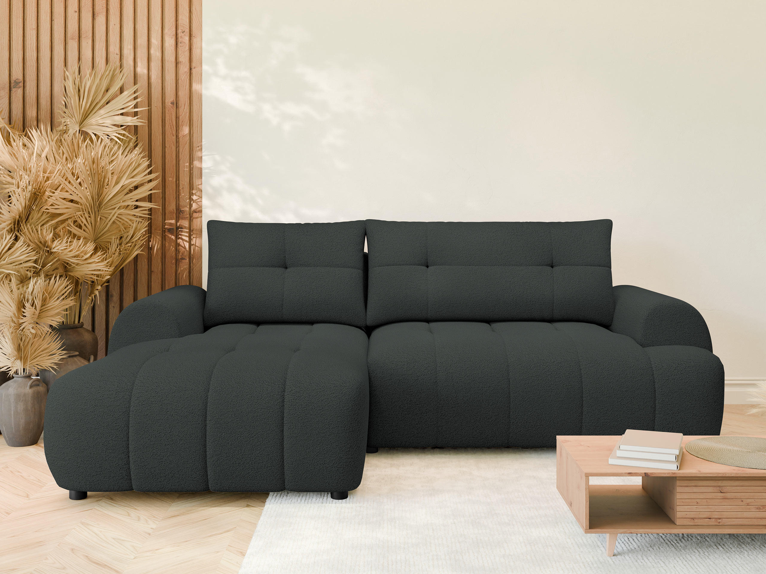 ECKSOFA Fiorano, Seite: Links - Anthrazit/Schwarz, Holz/Kunststoff (265/177cm) - MIRJAN24