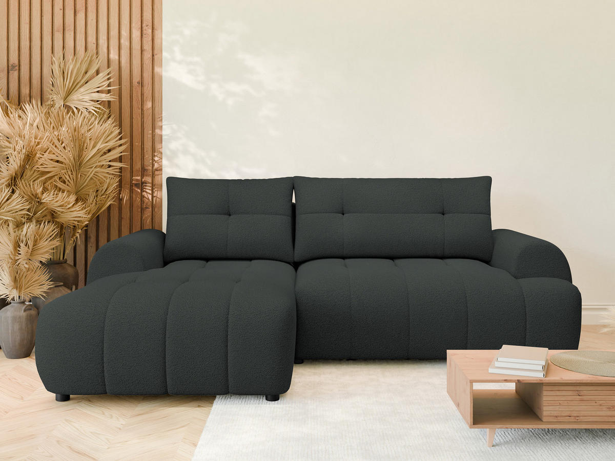 ECKSOFA Fiorano, Seite: Links - Anthrazit/Schwarz, Holz/Kunststoff (265/177cm) - MIRJAN24