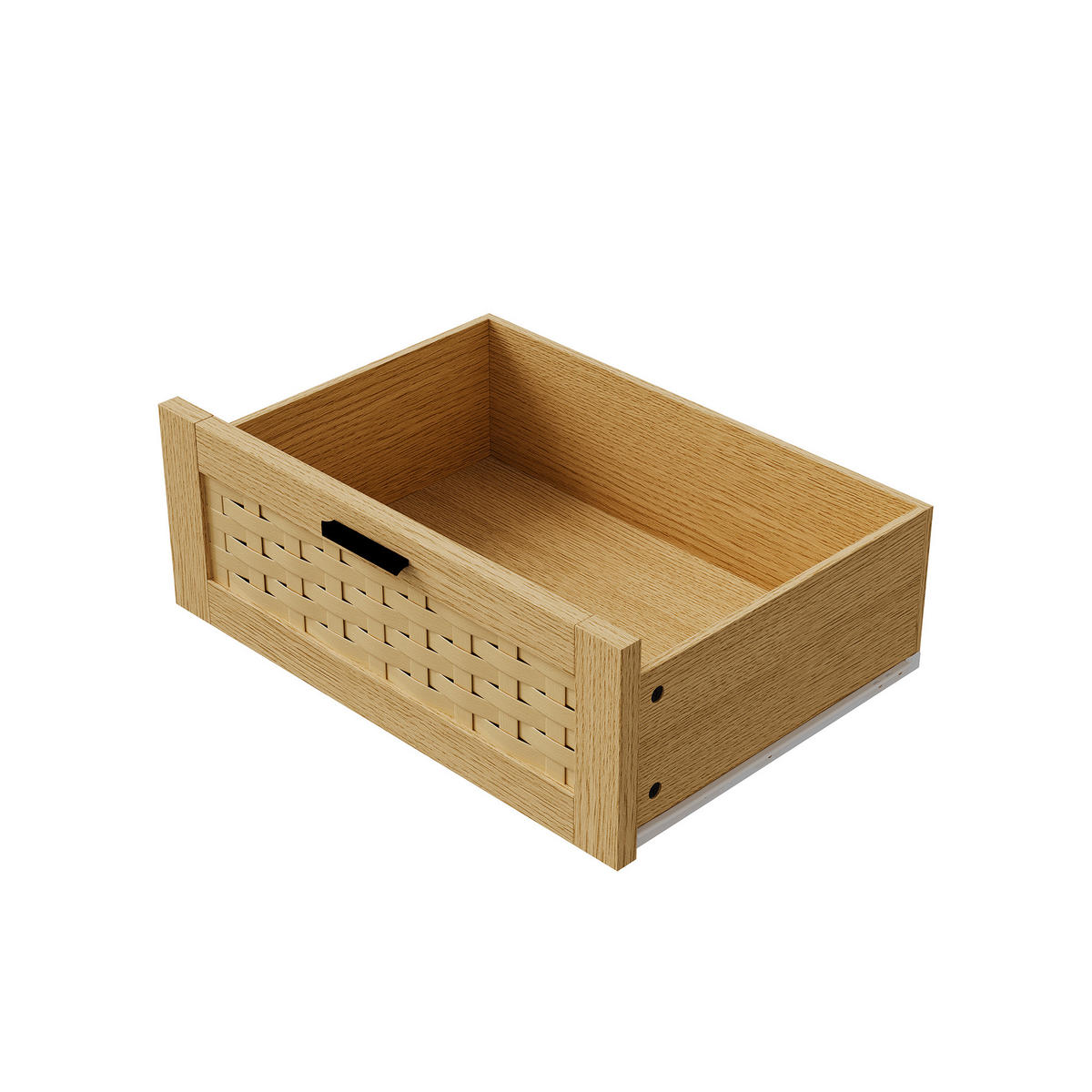 KOMMODE 4 Schubladen, Eiche, Rattanoptik PVC, Holzfüße, E1 Platten, 40x55x95 cm - Eichefarben, Holz (55/95/39.8cm) - EuroLiving