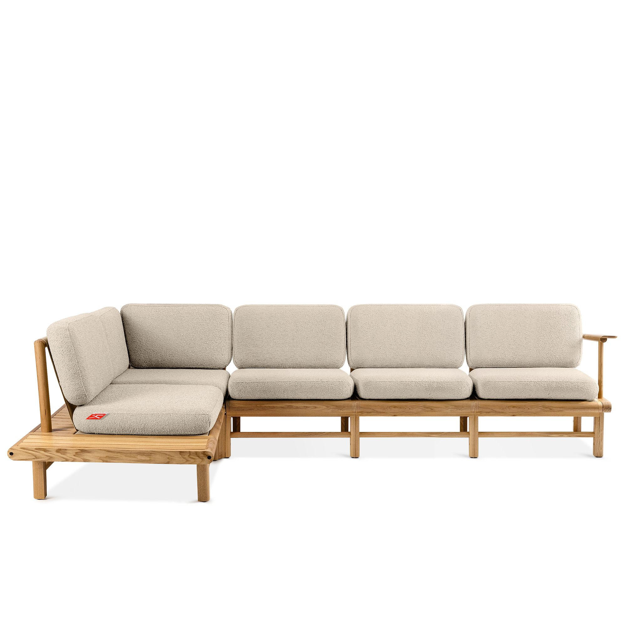 LOUNGESOFA ATREDA links - Creme, Holz/Textil (300/80/175cm) - KONSIMO®