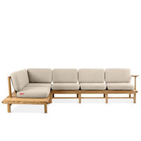 LOUNGESOFA ATREDA links - Creme, Holz/Textil (300/80/175cm) - KONSIMO®