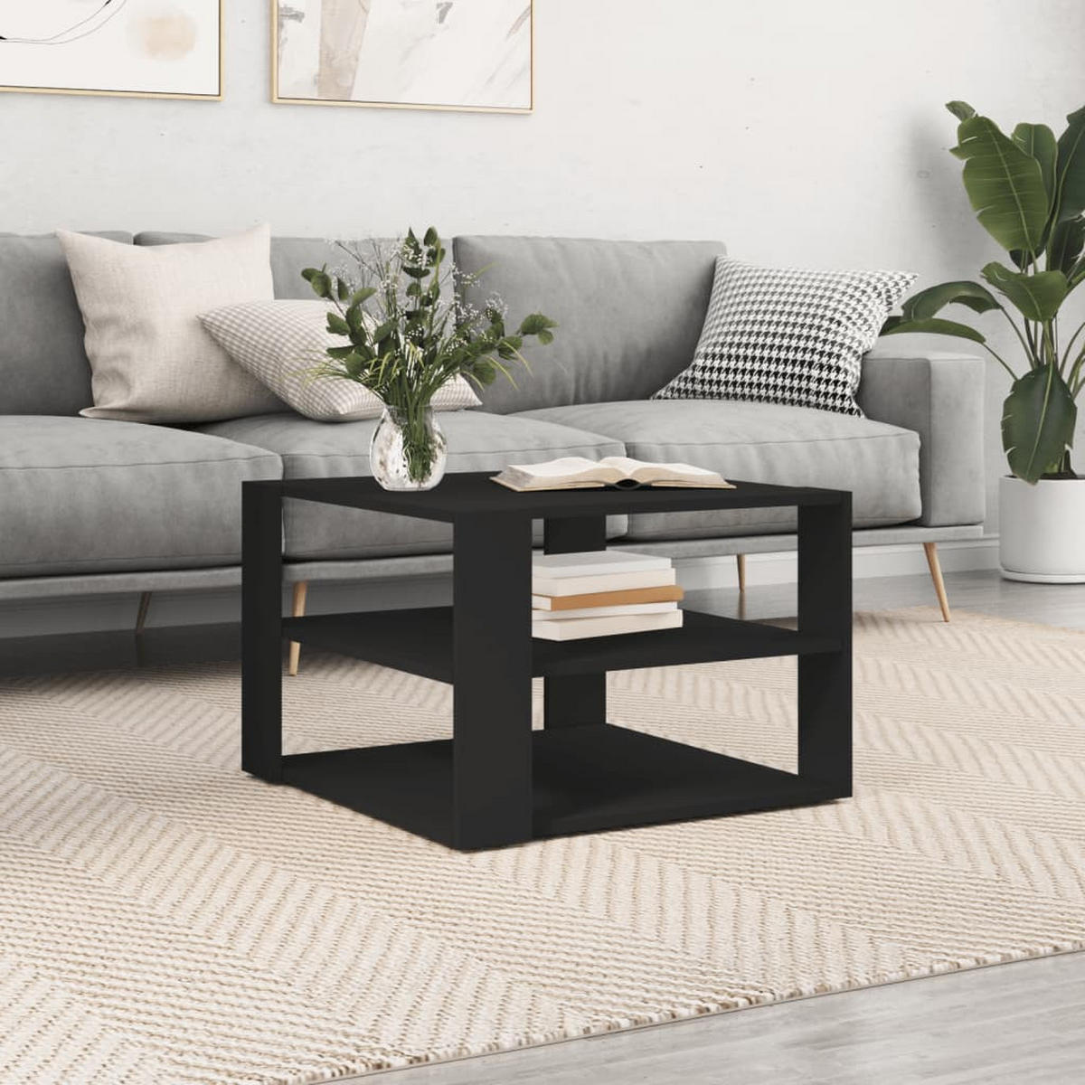 COUCHTISCH Schwarz 59,5x59,5x40 cm Holzwerkstoff - Schwarz, Holzwerkstoff (59.5/59.5/40cm) - furnicato