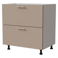SCHUBLADENUNTERSCHRANK Brerra D2A/80/1A Korpus weiß / Front RAL 1019 graubeige Matt 80 / 50 / 82 cm - Graubraun/Weiß, Holz/Holzwerkstoff (80/82/50cm) - Feldmann-Wohnen