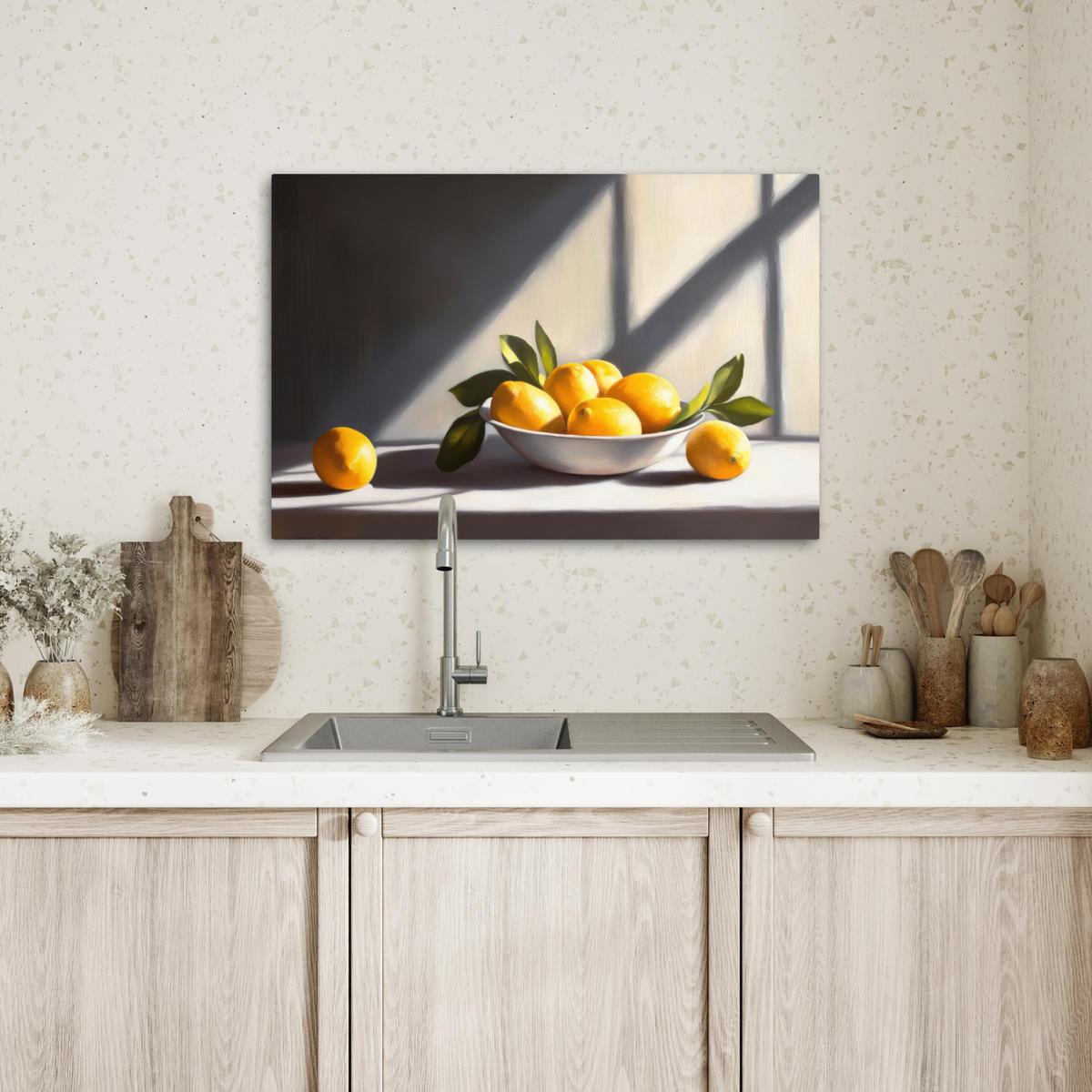 LEINWANDBILD Zitronen - Stilleben - Gelb Gemälde 60x40 cm - Gelb, Textil (60/40cm) - MuchoWow