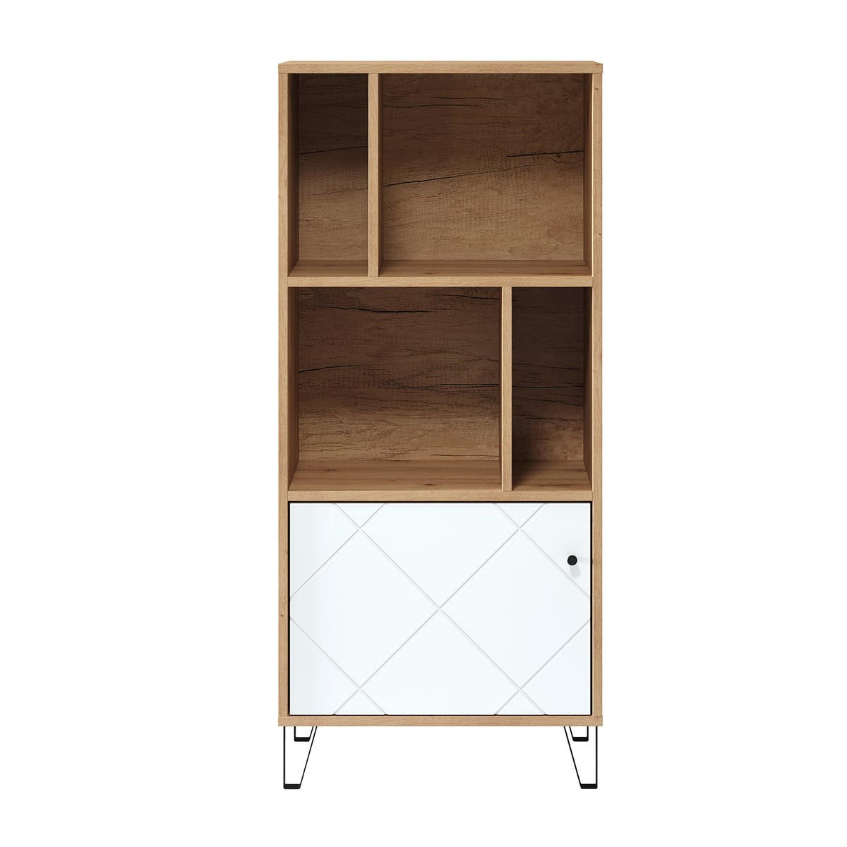 BIBLIOTHEK 1 Tür und 4 Fächer mattweiß H136 cm - Touch - Weiß, Holzwerkstoff (63/136/40cm) - Trendteam