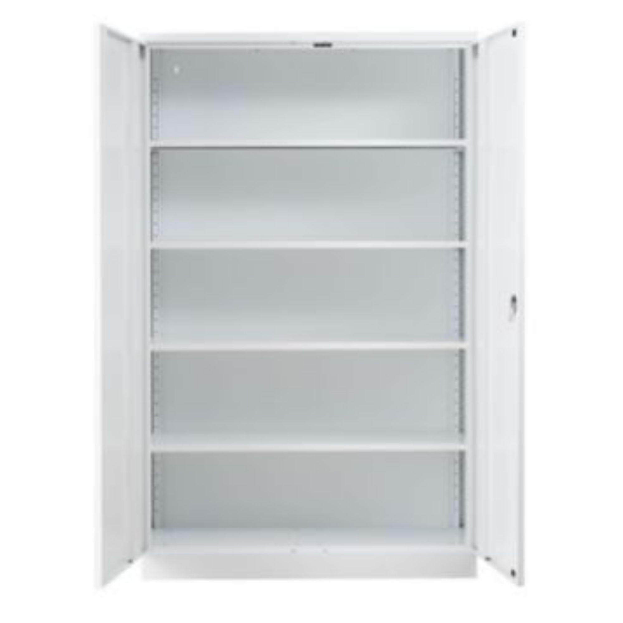 STAHLSCHRANK Bee mit 7 lackierten Fachböden 195x120x42 cm Korpusfarbe Verkehrsweiß Frontfarbe Verkehrsweiß - Weiß, Metall (120/195/42cm)