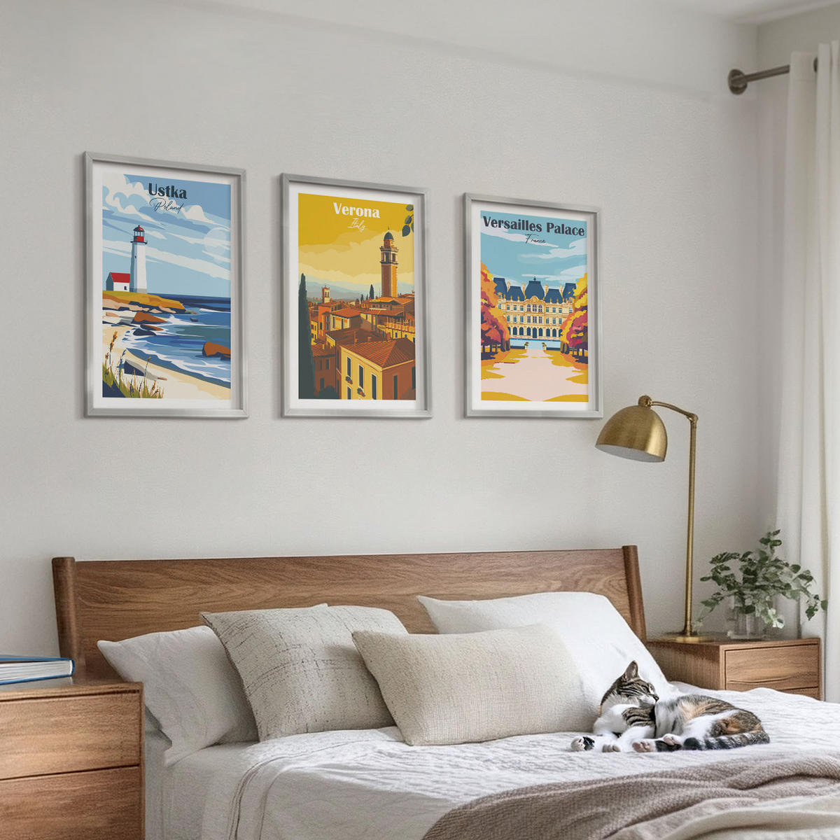 BILDER SET 3er Set - 40x60 cm Silberner Rahmen - Ansichten von Orten am Meer und von Städten - Silberfarben, Kunststoff (40/60cm) - TULUP