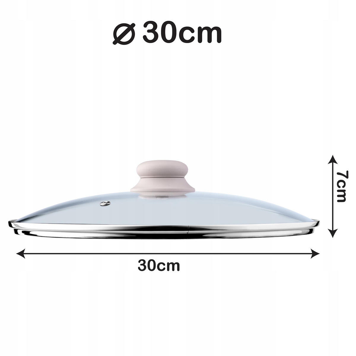 DECKEL mit Beige Silikongriff, 30 cm - Transparent, Glas (30cm) - KADAX