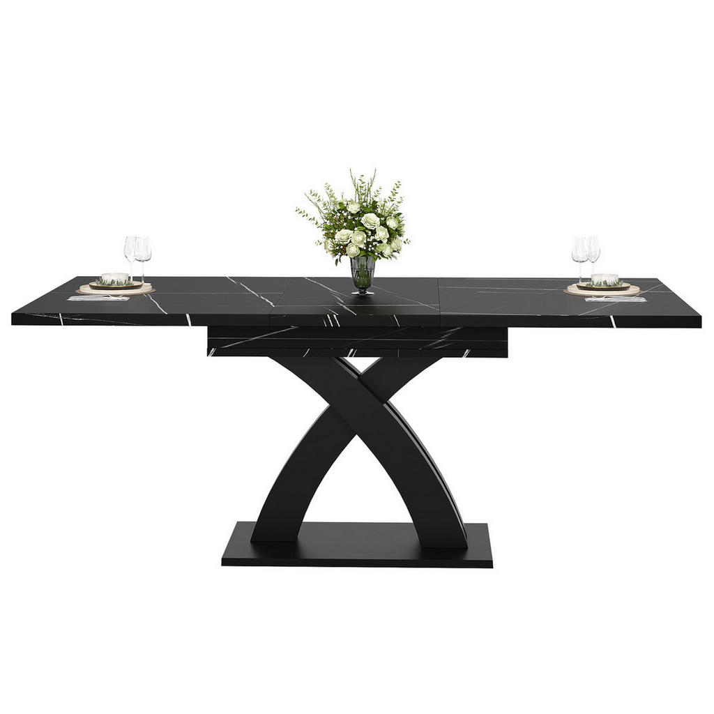 Modfu JÍDELNÍ stůl 160x80x75 cm černý z MDF a kovu rozkládací