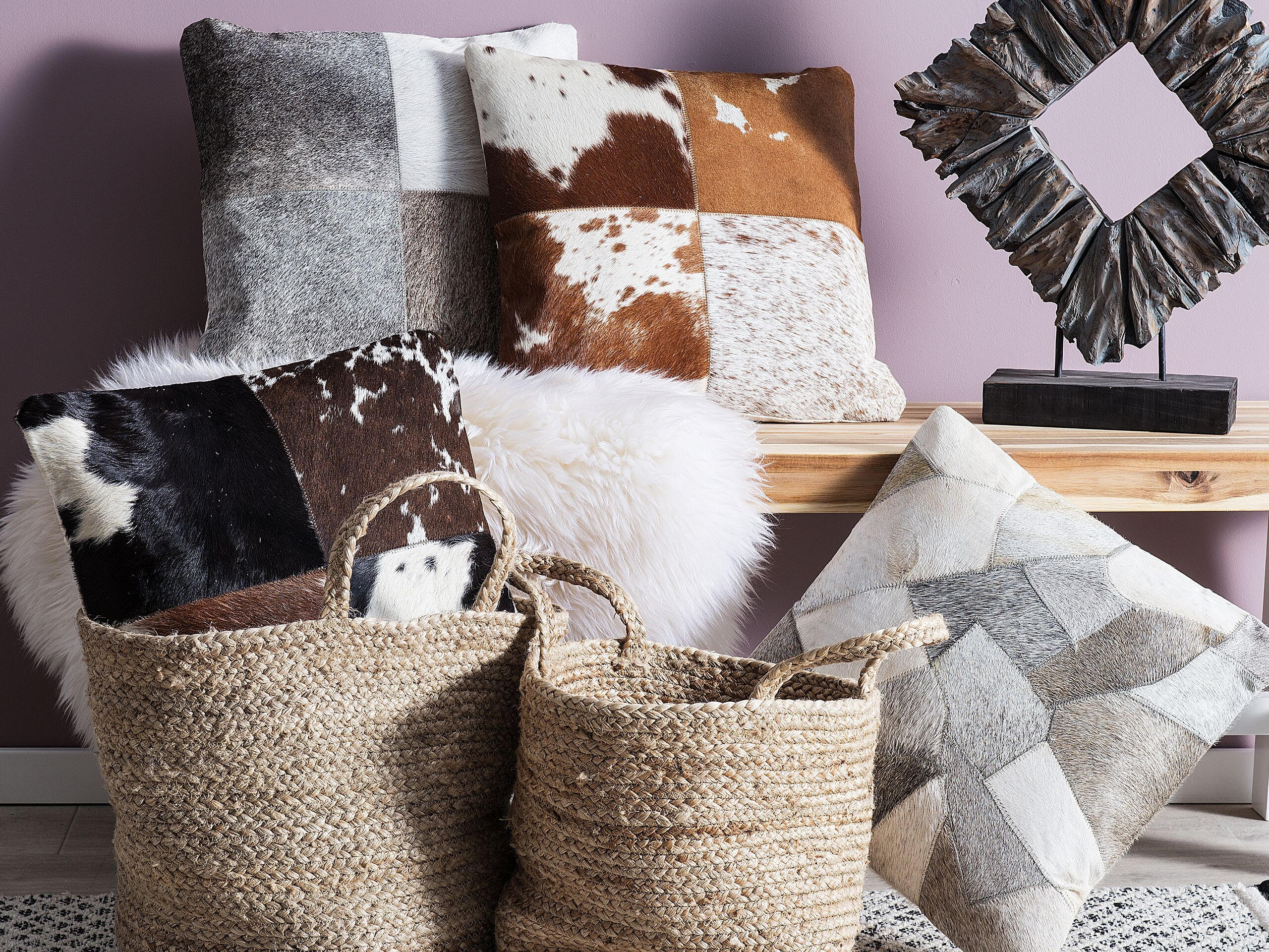 Thumbnail - Beliani Dekokissen, Dunkelgrau, Leder, 45x45 cm, Wohntextilien, Kissen, Dekokissen