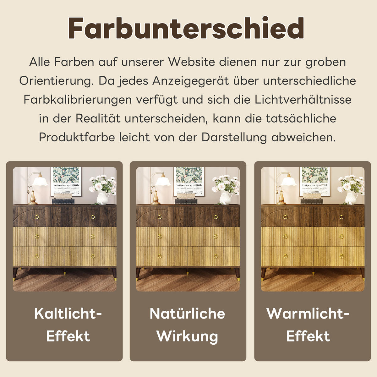 SIDEBOARD in Naturfarben Kommode mit Stauraum und modernes Design für Wohnzimmer und Esszimmer , B120/T40/H81cm - Naturfarben, Holzwerkstoff (120/81/40cm) - STILVORA
