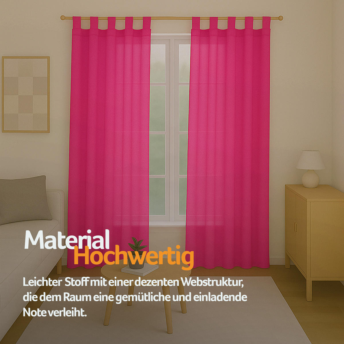SCHLAUFENSCHAL blickdicht 140x175 cm Pink 2er-Pack - Pink, Textil (140/175cm)