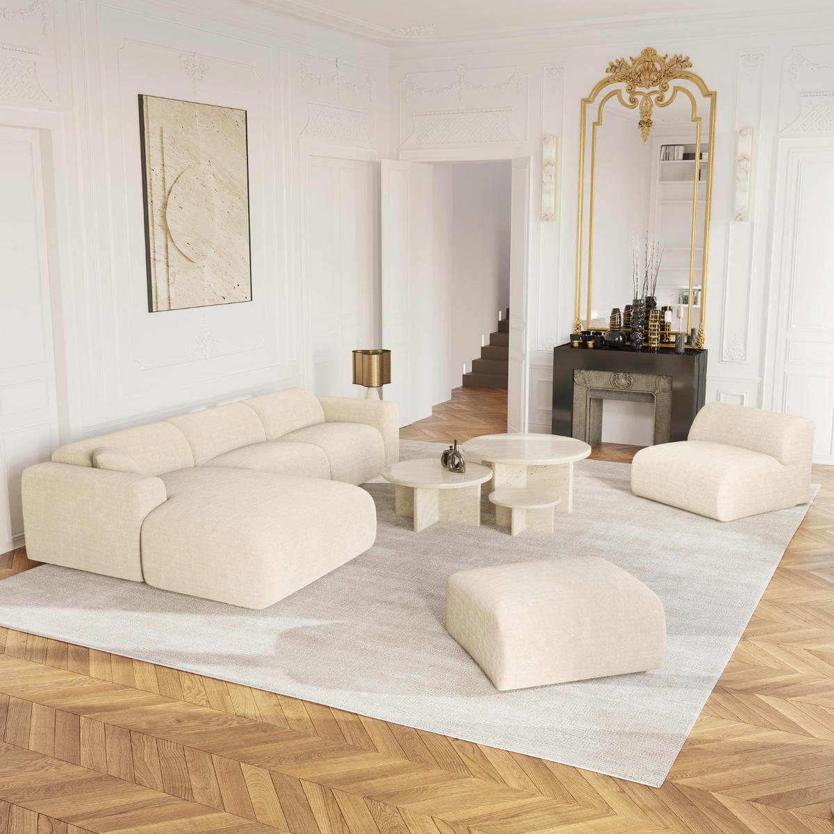 SESSEL Texturierter Samt Creme 75cm - Creme, Textil (75/67/97cm) - Sia Home