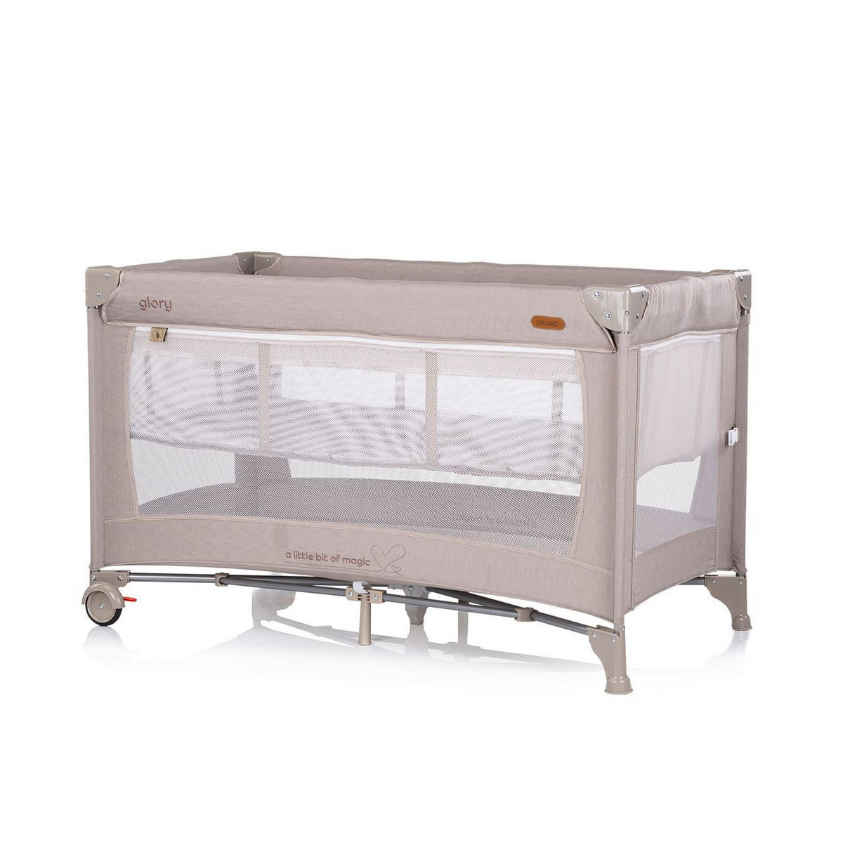 REISEBETT Glory 2 Ebenen beige Matratze Räder zusammenklappbar Tragetasche - Beige, Kunststoff (60/120cm) - Chipolino