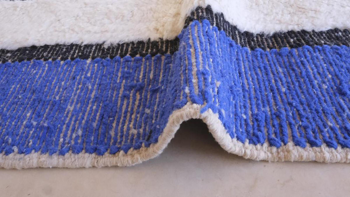 BERBERTEPPICH aus Marokko modern aus Wolle blau - Blau, Naturmaterialien (233/247cm) - AFK Living