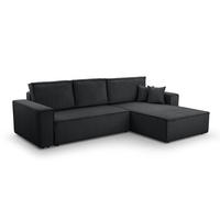 ECKSOFA L Form Cedria Dunkelgrau 287/145/85 cm mit Schlaffunktion - Dunkelgrau/Schwarz, Kunststoff/Textil (287/145cm) - AX Living
